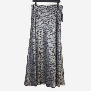 NWT Kenneth Cole Silver Black Sequin Animal Print Maxi Skirt - Size 14